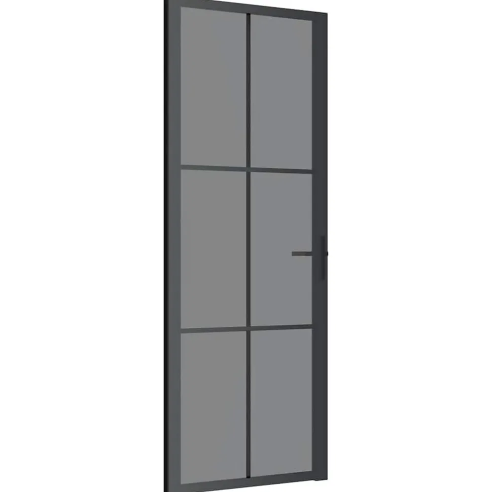 vidaXL Binnendeur 76x201,5 cm ESG-glas en aluminium zwart