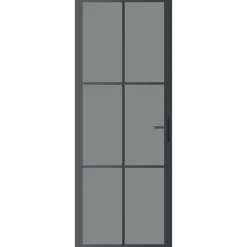 vidaXL Binnendeur 76x201,5 cm ESG-glas en aluminium zwart