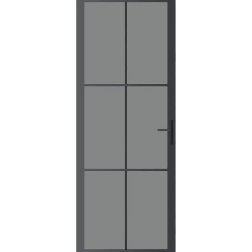 vidaXL Binnendeur 76x201,5 cm ESG-glas en aluminium zwart