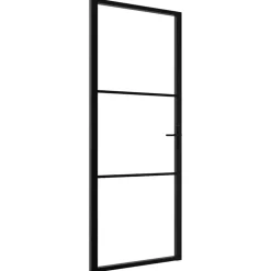 vidaXL Binnendeur 76x201,5 cm ESG-glas en aluminium zwart