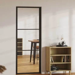 vidaXL Binnendeur 76x201,5 cm ESG-glas en aluminium zwart