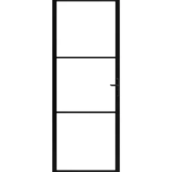 vidaXL Binnendeur 76x201,5 cm ESG-glas en aluminium zwart