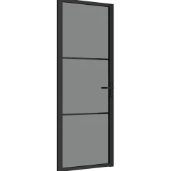 vidaXL Binnendeur 76x201,5 cm ESG-glas en aluminium zwart