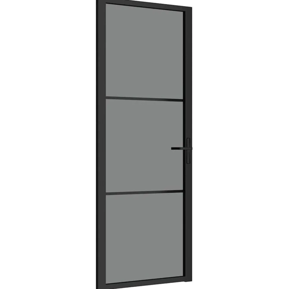 vidaXL Binnendeur 76x201,5 cm ESG-glas en aluminium zwart