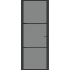vidaXL Binnendeur 76x201,5 cm ESG-glas en aluminium zwart