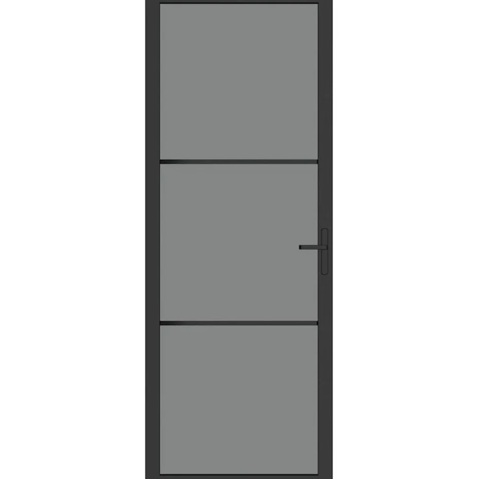 vidaXL Binnendeur 76x201,5 cm ESG-glas en aluminium zwart