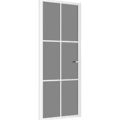 vidaXL Binnendeur 83x201,5 cm ESG-glas en aluminium wit