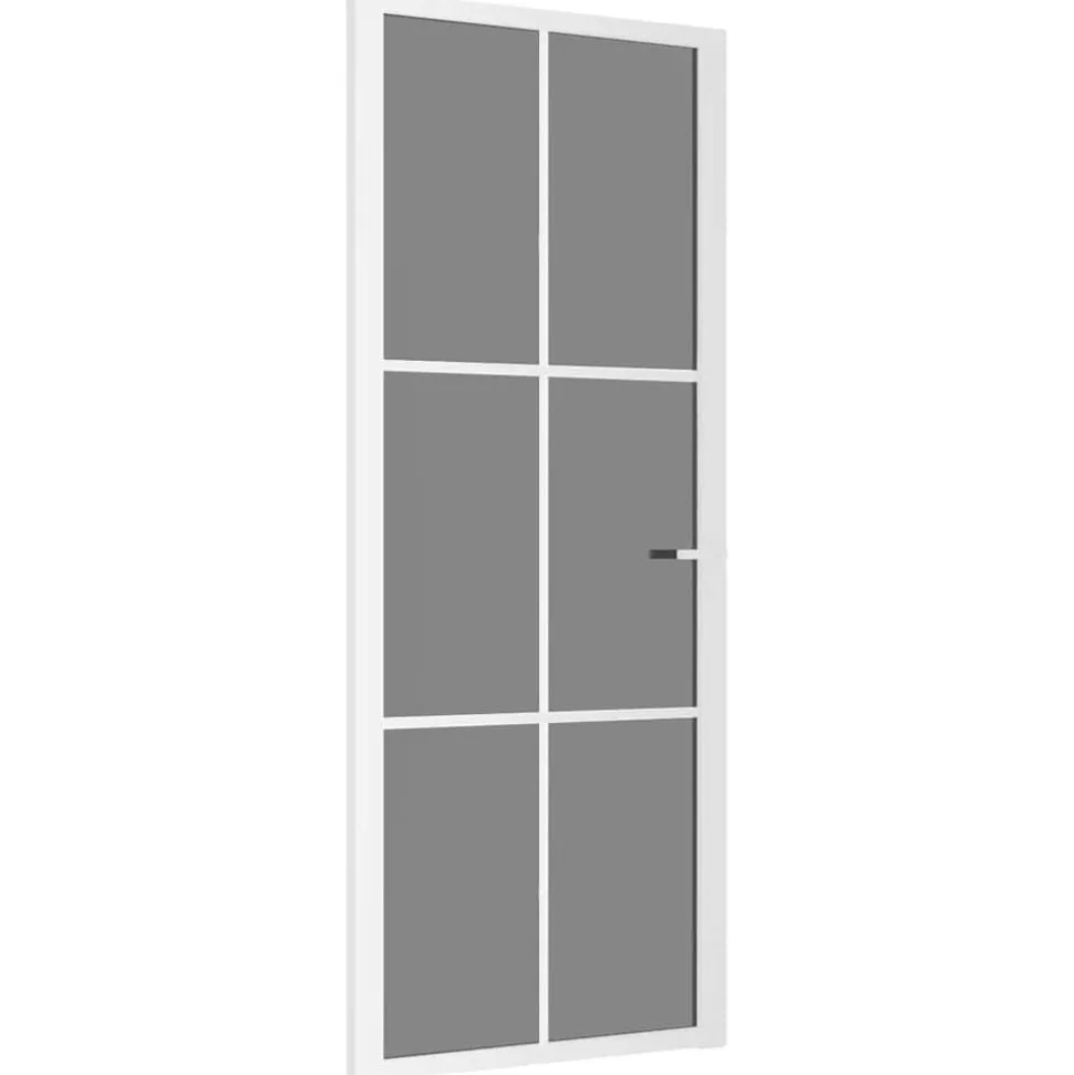 vidaXL Binnendeur 83x201,5 cm ESG-glas en aluminium wit
