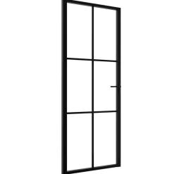 vidaXL Binnendeur 76x201,5 cm ESG-glas en aluminium zwart