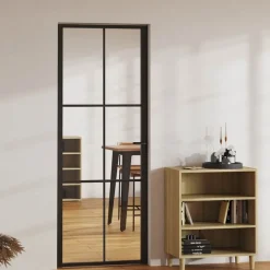 vidaXL Binnendeur 76x201,5 cm ESG-glas en aluminium zwart