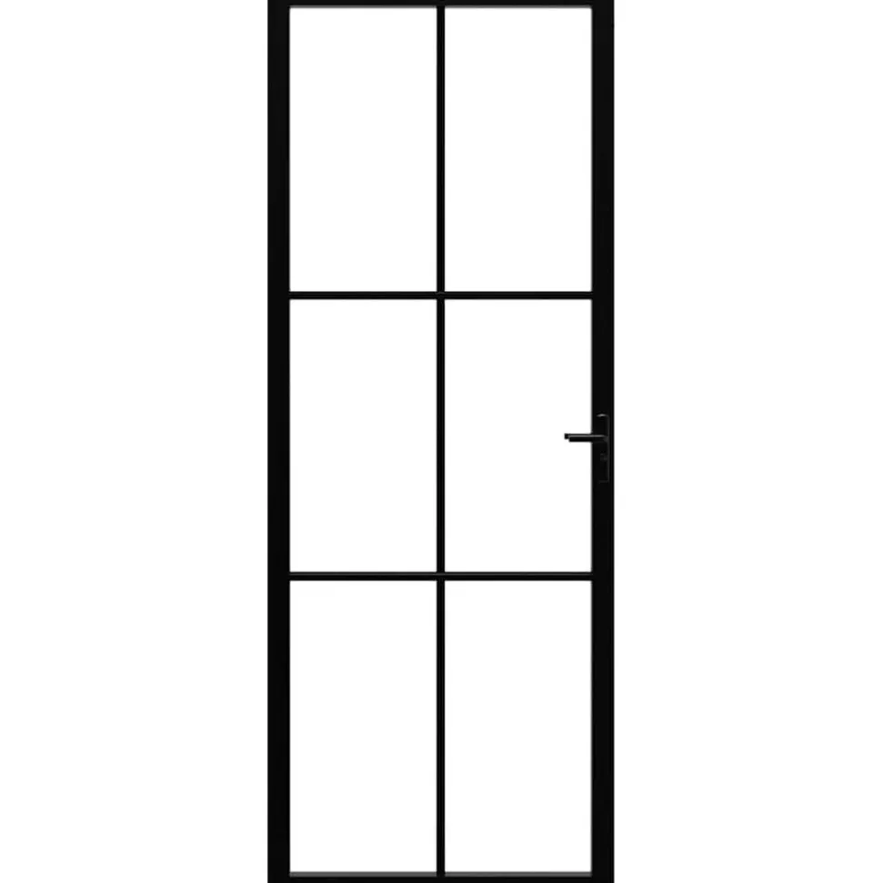 vidaXL Binnendeur 76x201,5 cm ESG-glas en aluminium zwart