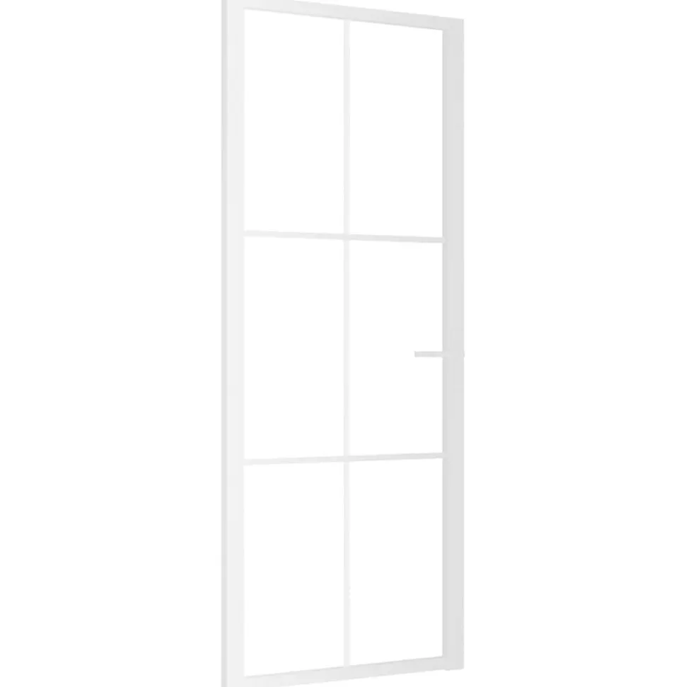 vidaXL Binnendeur 83x201,5 cm ESG-glas en aluminium wit