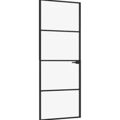 vidaXL Binnendeur 76x201,5 cm gehard glas en aluminium smal zwart