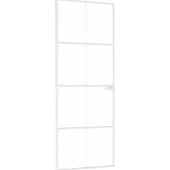 vidaXL Binnendeur 76x201,5 cm gehard glas en aluminium smal wit
