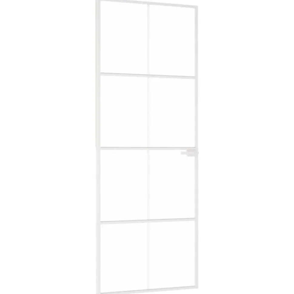vidaXL Binnendeur 76x201,5 cm gehard glas en aluminium smal wit