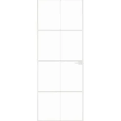 vidaXL Binnendeur 76x201,5 cm gehard glas en aluminium smal wit