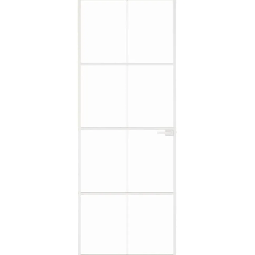vidaXL Binnendeur 76x201,5 cm gehard glas en aluminium smal wit