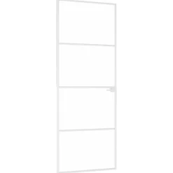 vidaXL Binnendeur 76x201,5 cm gehard glas en aluminium smal wit
