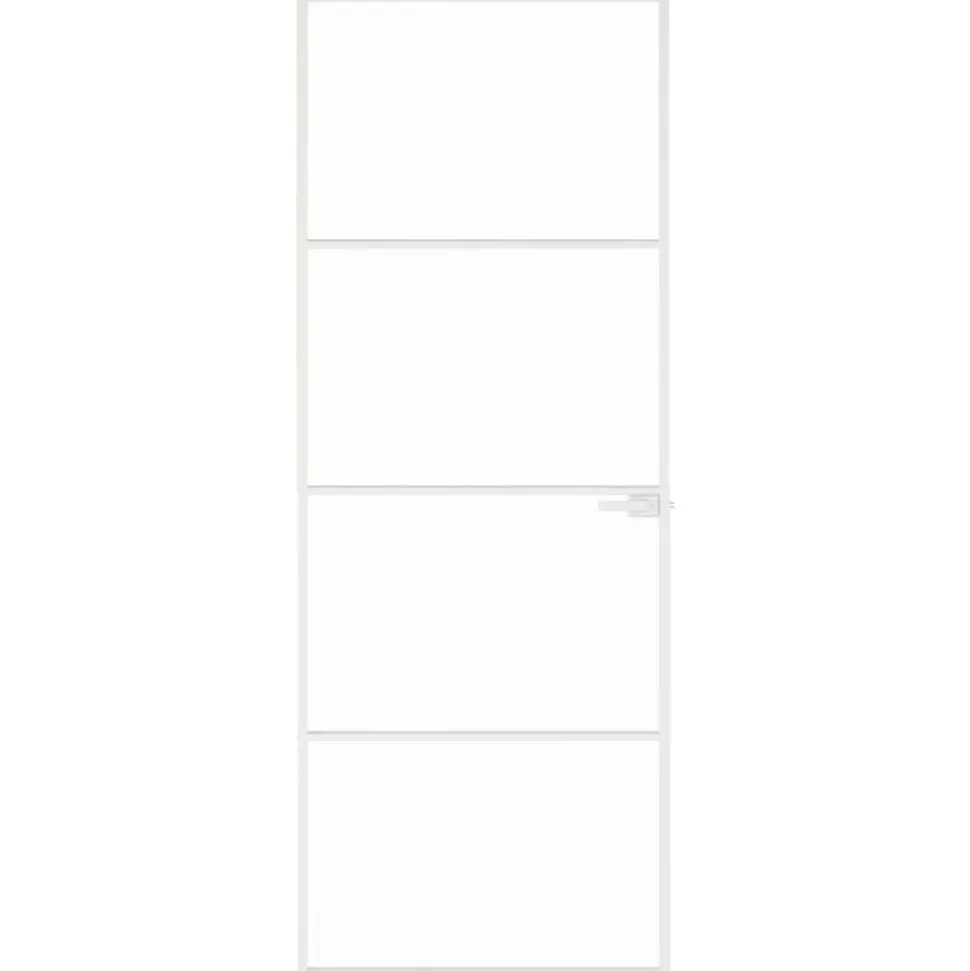 vidaXL Binnendeur 76x201,5 cm gehard glas en aluminium smal wit
