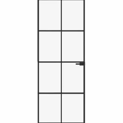 vidaXL Binnendeur 76x201,5 cm gehard glas en aluminium smal zwart