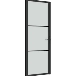 vidaXL Binnendeur 76x201,5 cm matglas en aluminium zwart