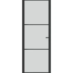 vidaXL Binnendeur 76x201,5 cm matglas en aluminium zwart
