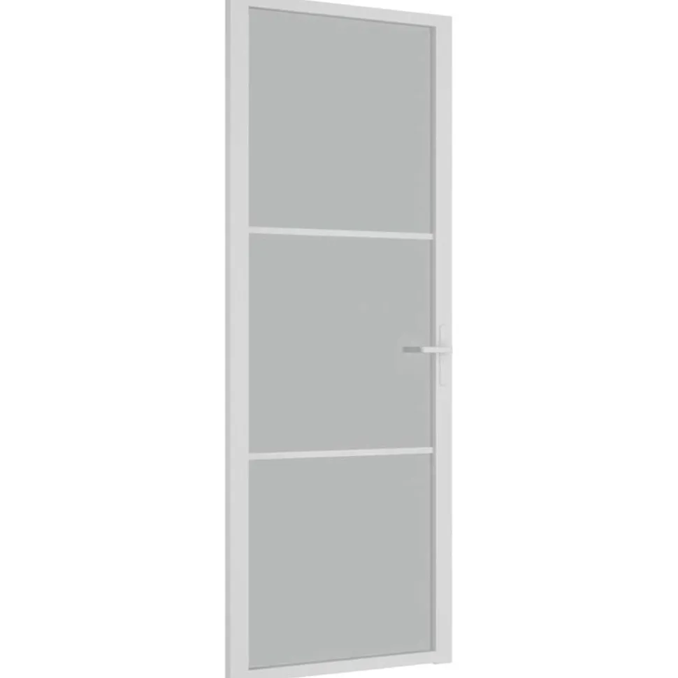 vidaXL Binnendeur 76x201,5 cm matglas en aluminium wit