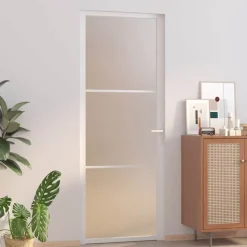 vidaXL Binnendeur 76x201,5 cm matglas en aluminium wit