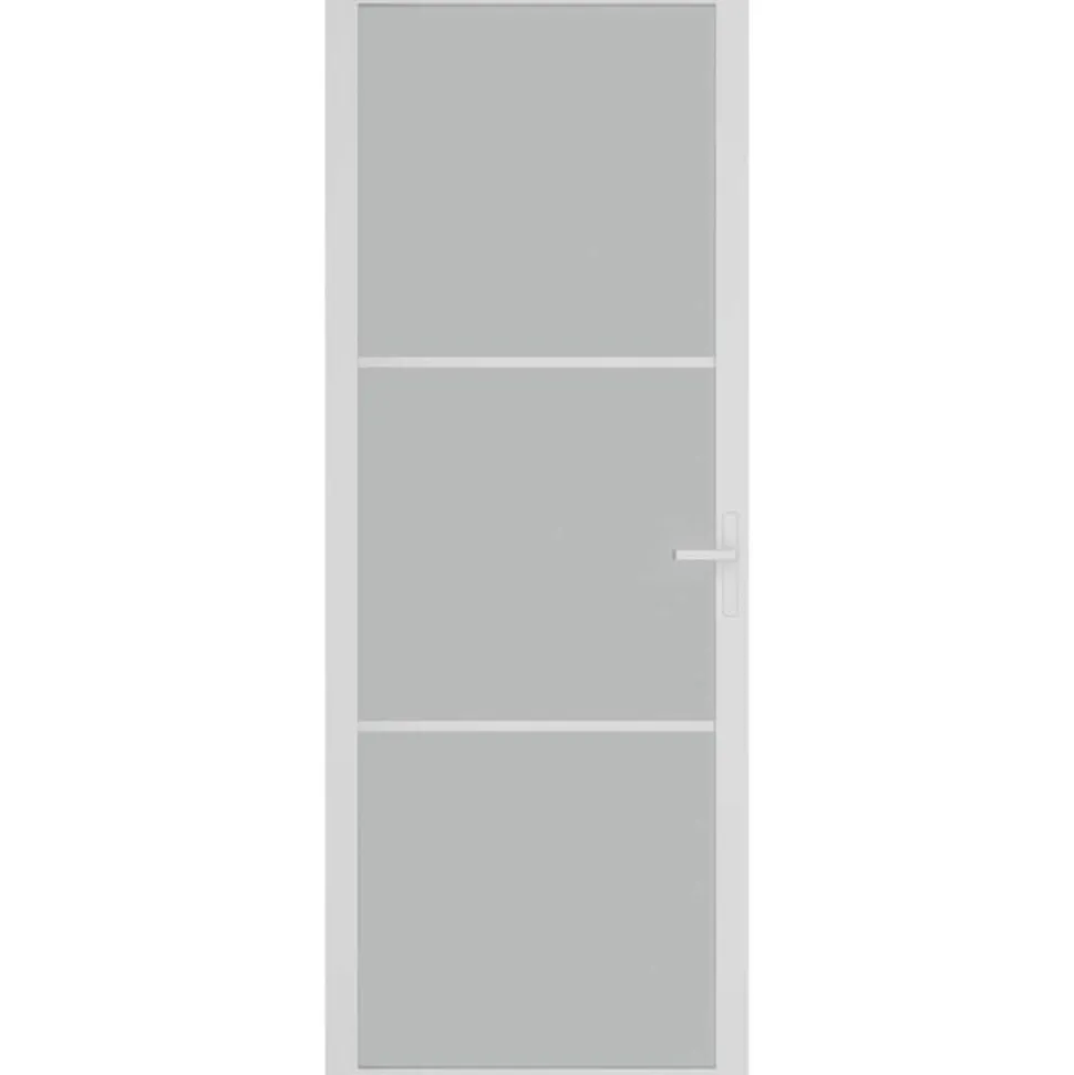vidaXL Binnendeur 76x201,5 cm matglas en aluminium wit