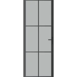 vidaXL Binnendeur 76x201,5 cm matglas en aluminium zwart