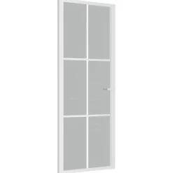 vidaXL Binnendeur 76x201,5 cm matglas en aluminium wit