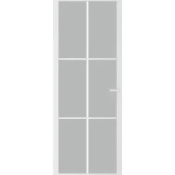 vidaXL Binnendeur 76x201,5 cm matglas en aluminium wit