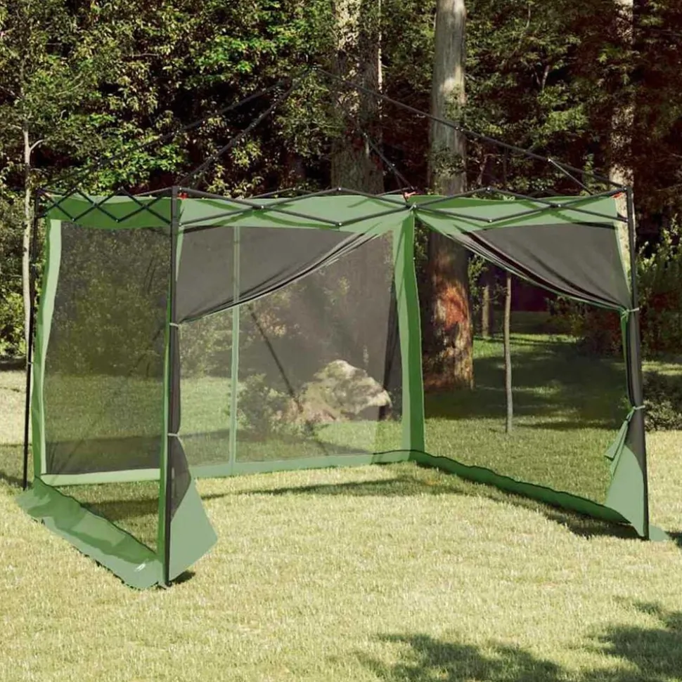 vidaXL Binnentent met dak met opslag Groen 303 x 303 x 196 cm taft
