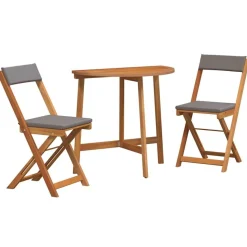 vidaXL Bistroset met kussen 3 pcs Olie naturel Massief Acaciahout