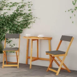 vidaXL Bistroset met kussen 3 pcs Olie naturel Massief Acaciahout