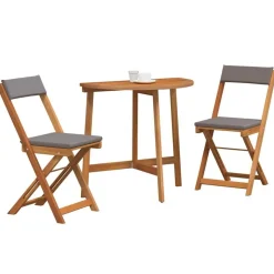 vidaXL Bistroset met kussen 3 pcs Olie naturel Massief Acaciahout