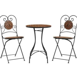 vidaXL Bistroset mozaïek ijzer en keramiek terracottakleurig