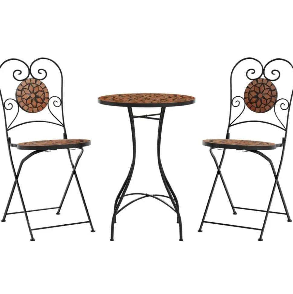 vidaXL Bistroset mozaïek ijzer en keramiek terracottakleurig