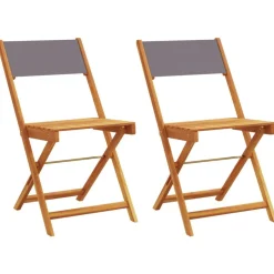 vidaXL Bistrostoelen 2 st massief acaciahout en stof antracietkleurig