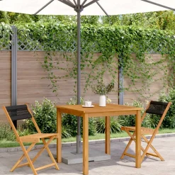 vidaXL Bistrostoelen 2 st massief acaciahout en touw zwart
