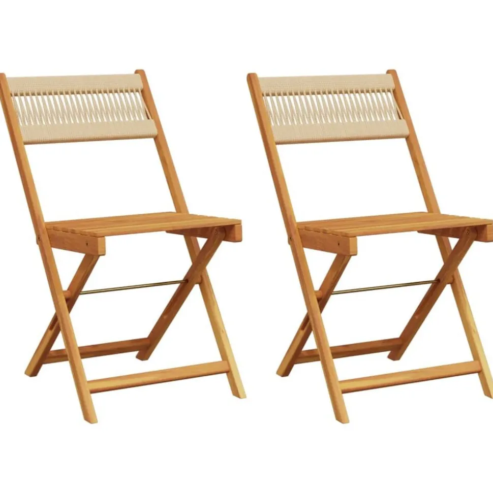 vidaXL Bistrostoelen 2 st massief acaciahout en touw beige