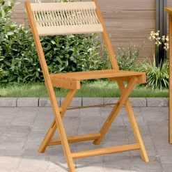 vidaXL Bistrostoelen 2 st massief acaciahout en touw beige