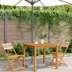 vidaXL Bistrostoelen 2 st massief acaciahout en touw beige
