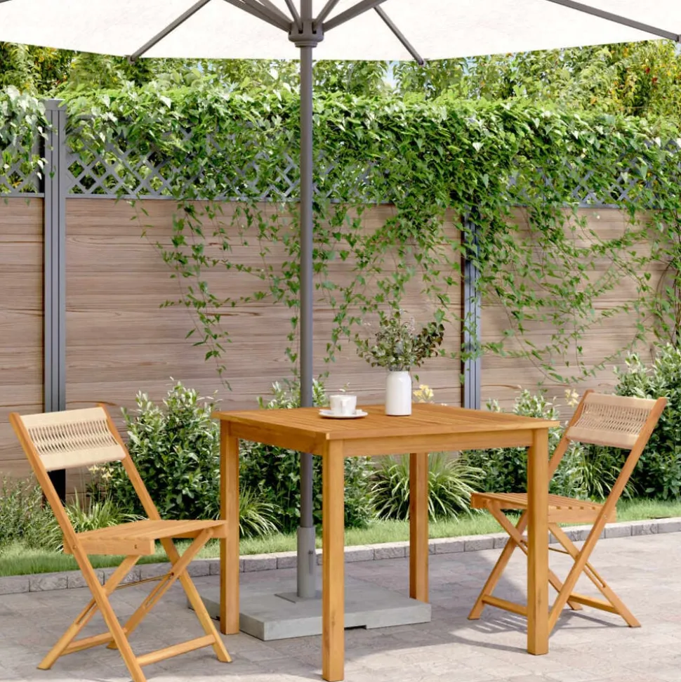 vidaXL Bistrostoelen 2 st massief acaciahout en touw beige