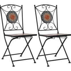 vidaXL Bistrostoelen mozaïek 2 st oranje en grijs