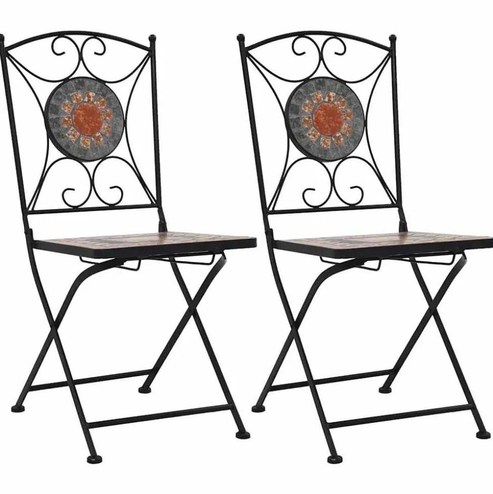 vidaXL Bistrostoelen mozaïek 2 st oranje en grijs