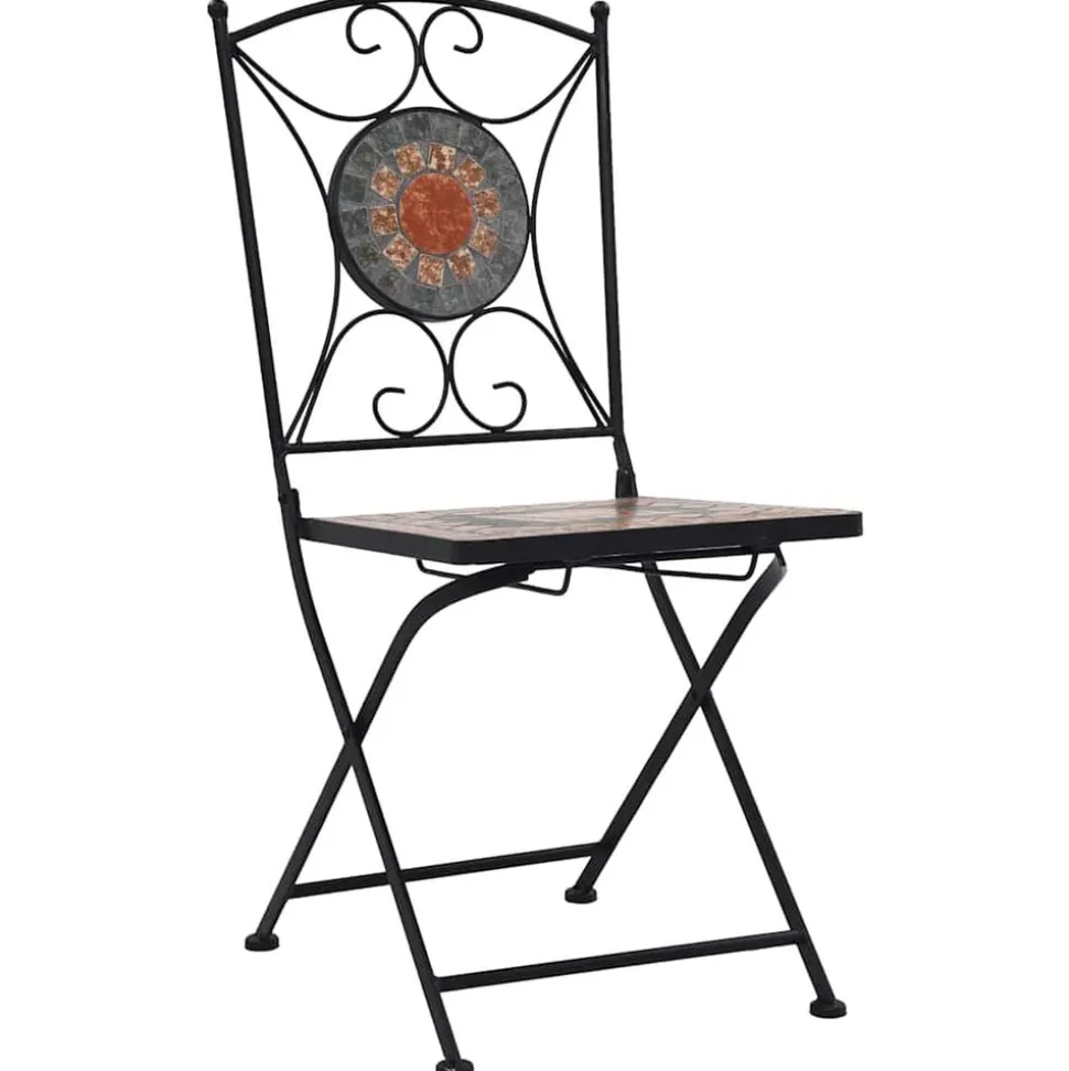 vidaXL Bistrostoelen mozaïek 2 st oranje en grijs