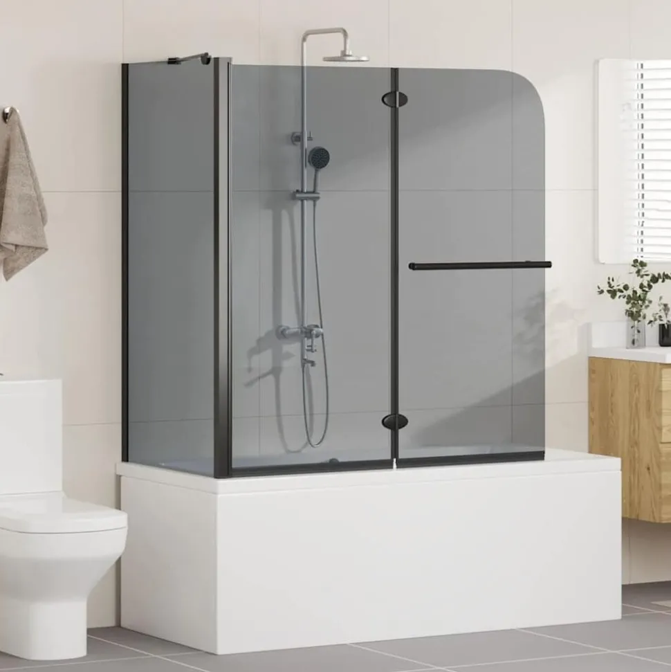 vidaXL Bi-Vouw Douche Omheining Donker Transparant 120 x 67 x 129 cm
