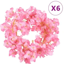 vidaXL Bloemenslingers 6 st 180 cm donkerroze