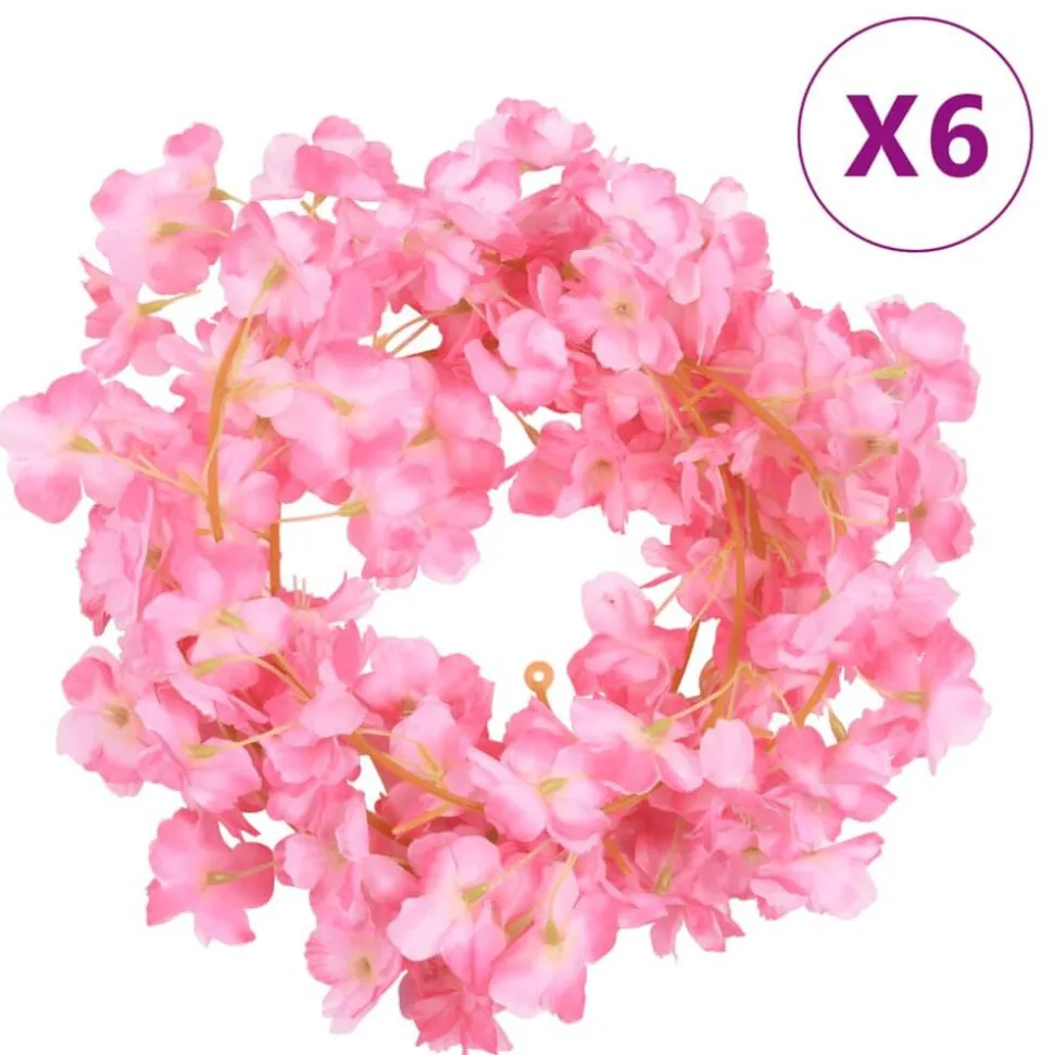 vidaXL Bloemenslingers 6 st 180 cm donkerroze